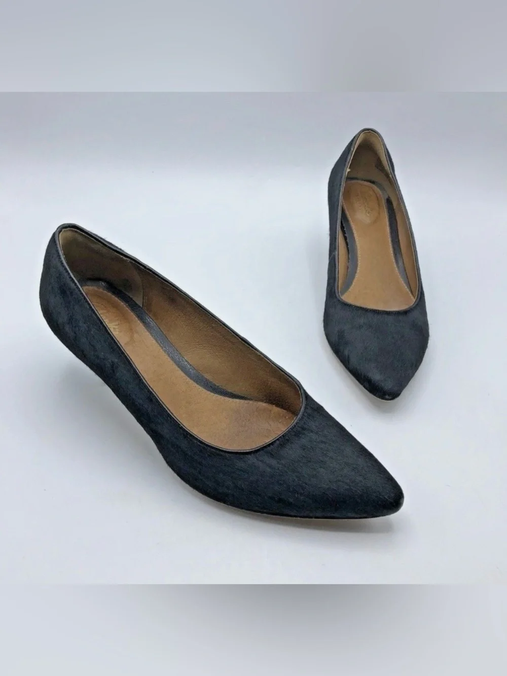 Clarks Black Pointed-Toe Pony Pumps